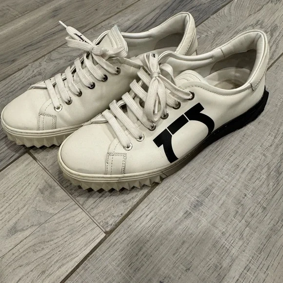 Salvatore Ferragamo Cube leather low-top sneakers size 8 - Picture 11 of 13